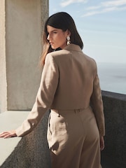 Mink Brown Cropped Single Button Blazer - Image 4 of 7