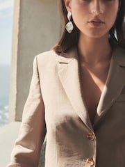 Mink Brown Cropped Single Button Blazer - Image 5 of 7