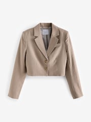 Mink Brown Cropped Single Button Blazer - Image 6 of 7