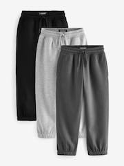 Black/Grey/Charcoal Regular Fit Joggers 3 Pack (3-16yrs) - Image 1 of 7