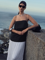 White Crinkle Satin Maxi Skirt - Image 2 of 8