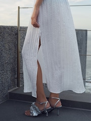 White Crinkle Satin Maxi Skirt - Image 3 of 8