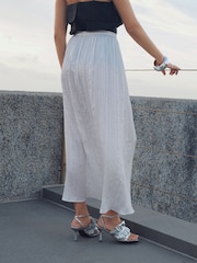 White Crinkle Satin Maxi Skirt - Image 6 of 8