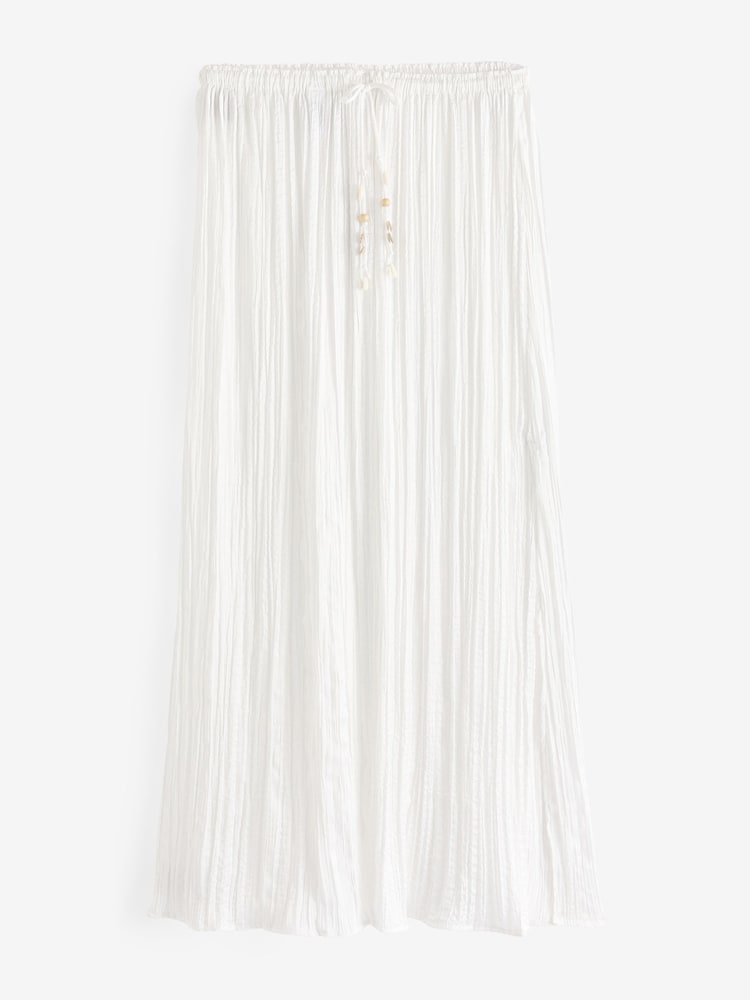 White Crinkle Satin Maxi Skirt - Image 7 of 8