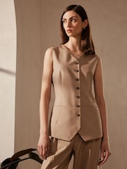 Mink Brown Premium Longline Tailored Waistcoat - Image 1 of 6
