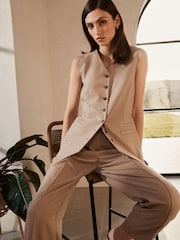 Mink Brown Premium Longline Tailored Waistcoat - Image 2 of 6