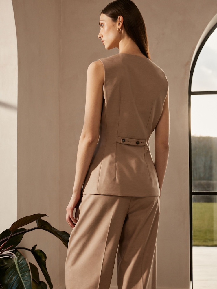 Mink Brown Premium Longline Tailored Waistcoat - Image 3 of 6