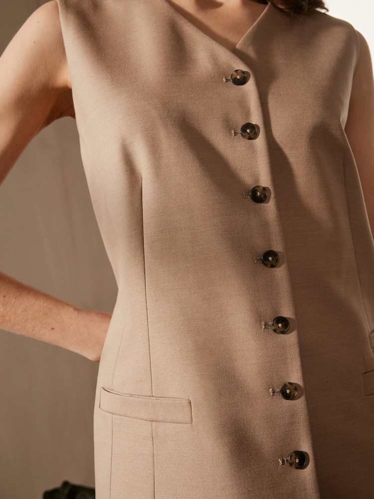 Mink Brown Premium Longline Tailored Waistcoat - Image 4 of 6