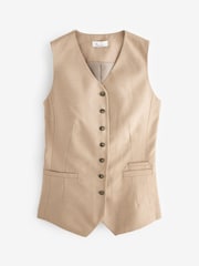 Mink Brown Premium Longline Tailored Waistcoat - Image 5 of 6