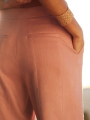 Pink Linen Blend Tailored Shorts - Image 5 of 8