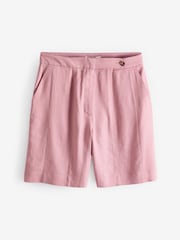 Pink Linen Blend Tailored Shorts - Image 7 of 8