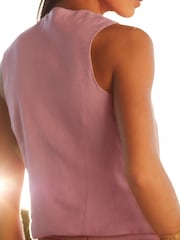 Pink Linen Blend Waistcoat - Image 3 of 5
