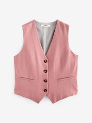 Pink Linen Blend Waistcoat - Image 5 of 6