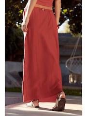 Terracotta Crinkle Midi Skirt - Image 3 of 7