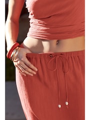 Terracotta Crinkle Midi Skirt - Image 4 of 7