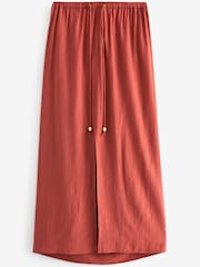 Terracotta Crinkle Midi Skirt - Image 6 of 7