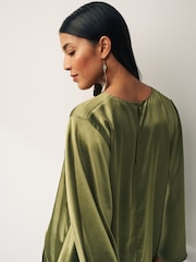 Green Longline Satin Blouse - Image 5 of 5
