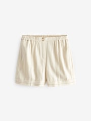 White Premium Linen Blend Pin Stripe Shorts - Image 5 of 6