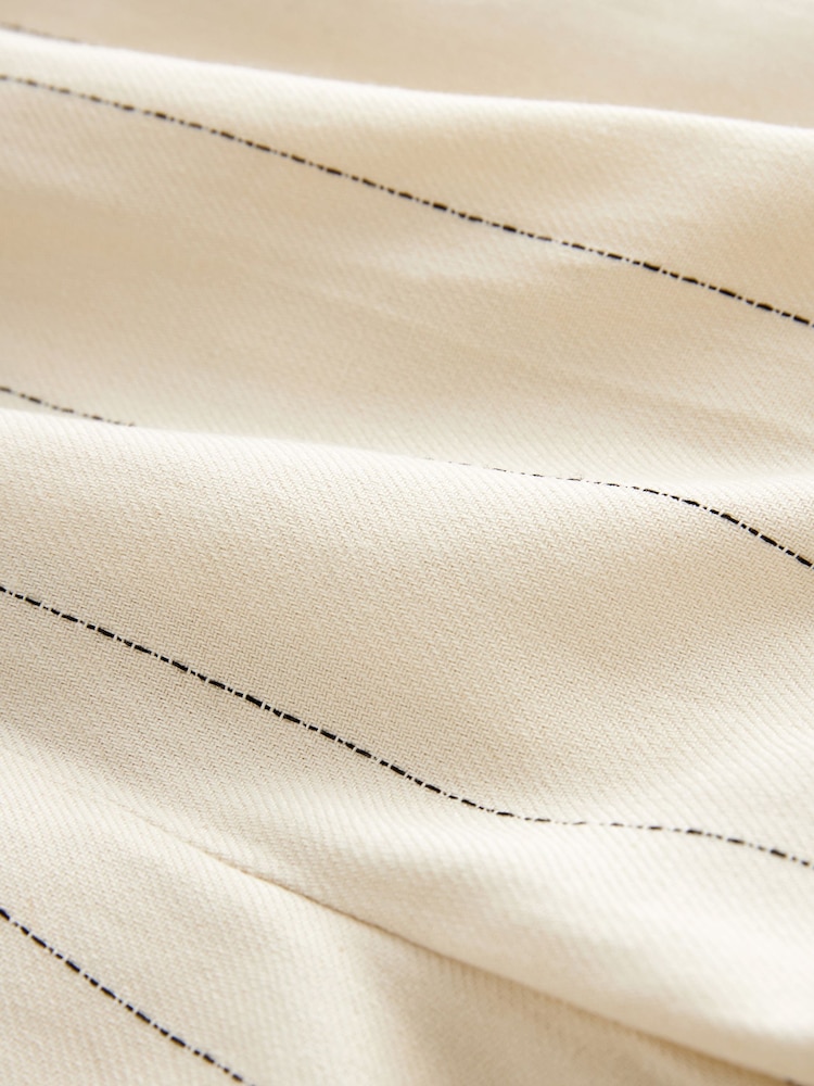 White Premium Linen Blend Pin Stripe Shorts - Image 6 of 6