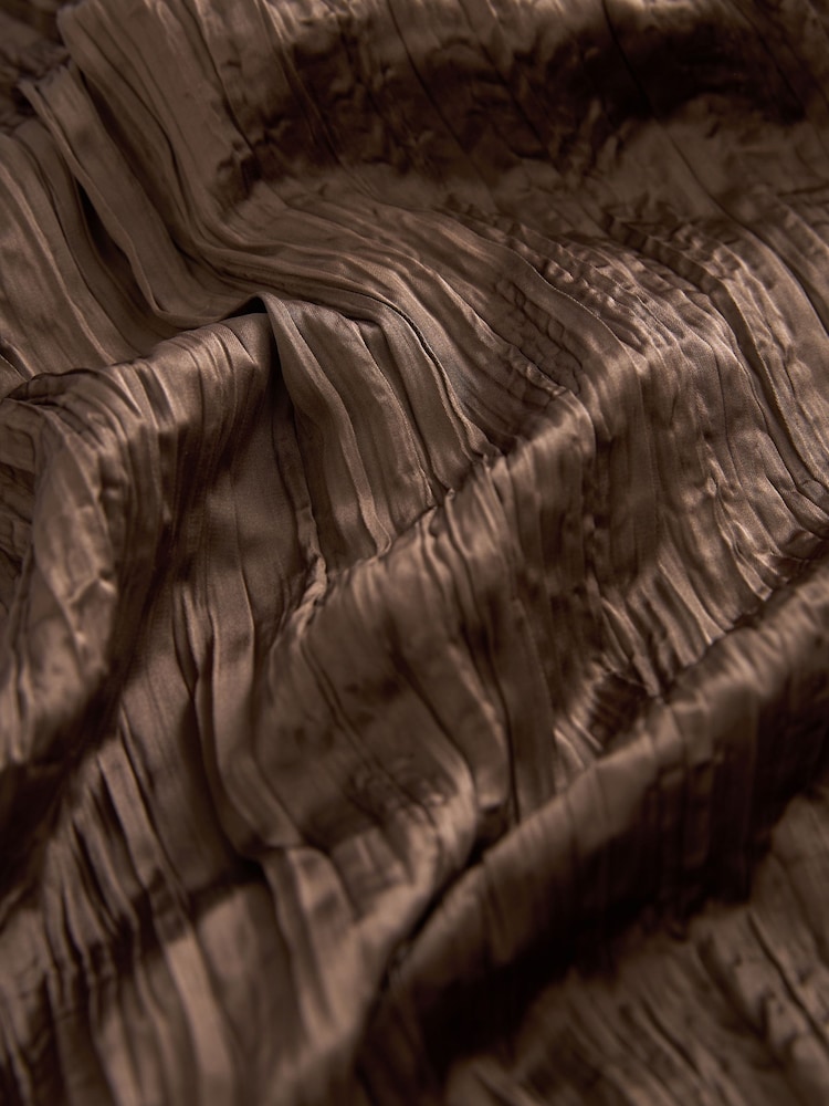Brown Beaded Detail Crinkle Satin Bandeau Dress - Image 7 of 7