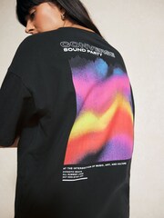 Converse Black Colourful Sound Waves T-Shirt - Image 1 of 7