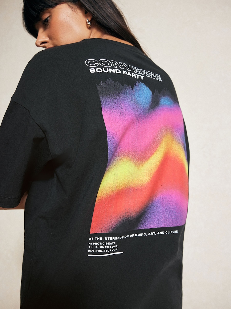 Converse Black Colourful Sound Waves T-Shirt - Image 1 of 7