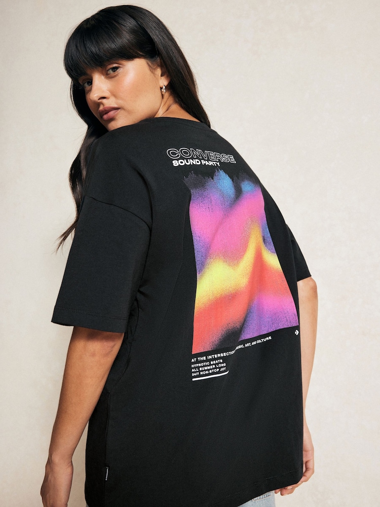 Converse Black Colourful Sound Waves T-Shirt - Image 5 of 7