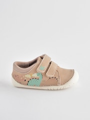 Neutral Dinosaur Scene Wide Fit (G) Crawler Shoes - Image 2 of 6