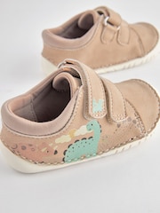 Neutral Dinosaur Scene Wide Fit (G) Crawler Shoes - Image 3 of 6