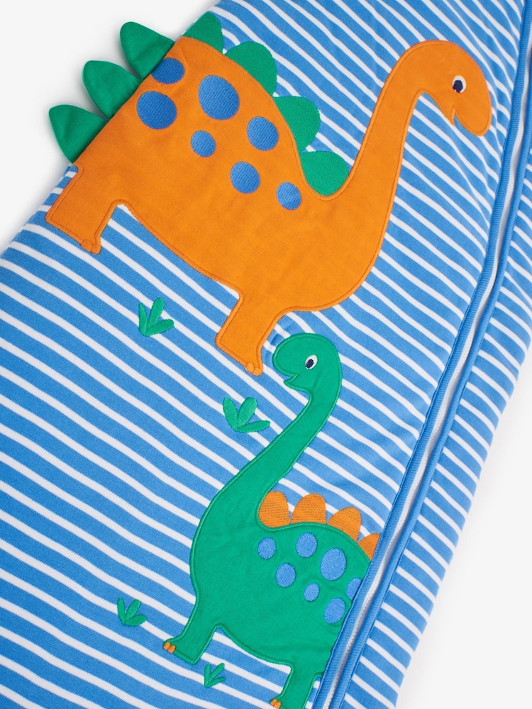 JoJo Maman Bébé Blue Stripe Dino Appliqué 2.5 Tog Toddler Sleeping Bag - Image 2 of 3
