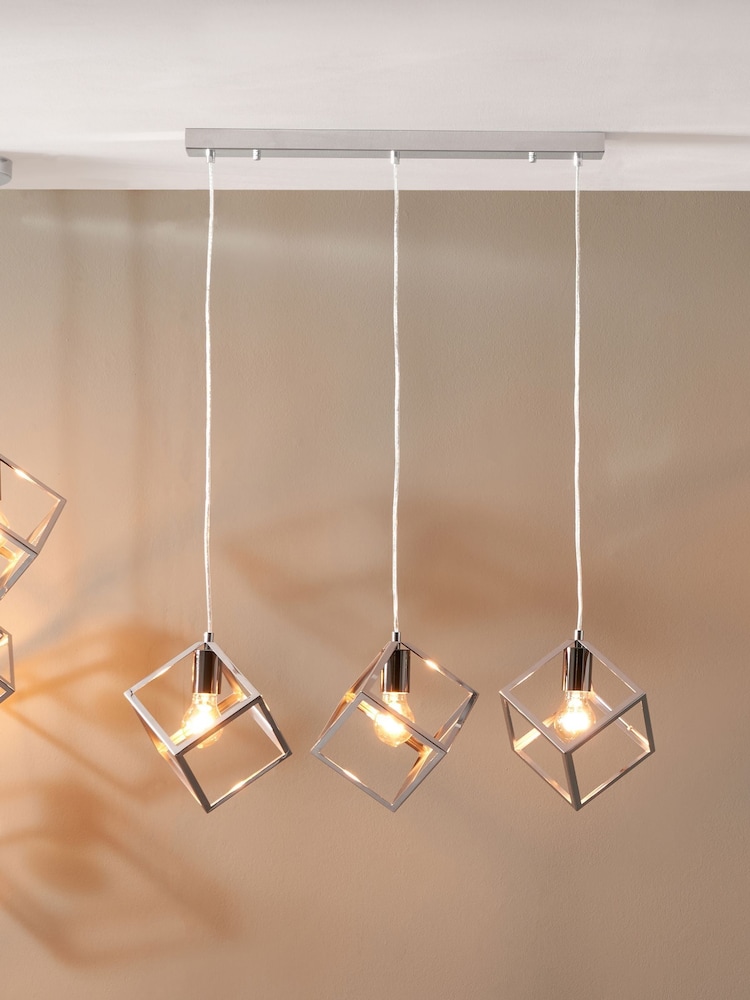 Pacific Silver Alessio Shiny Nickel Metal Three Cube Pendant Ceiling Light - Image 1 of 5