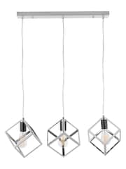 Pacific Silver Alessio Shiny Nickel Metal Three Cube Pendant Ceiling Light - Image 2 of 5