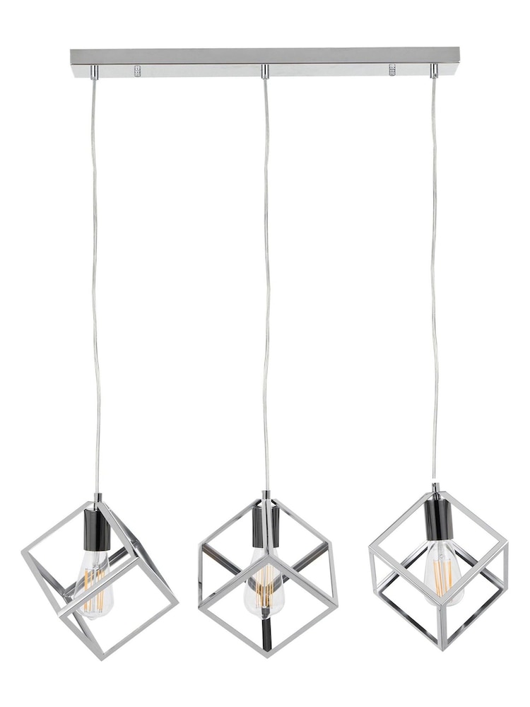 Pacific Silver Alessio Shiny Nickel Metal Three Cube Pendant Ceiling Light - Image 2 of 5