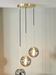 Pacific Grey Arabella Smoked Glass Orb and Gold Metal Pendant Ceiling Light - Image 1 of 5