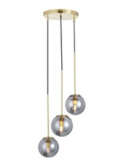 Pacific Grey Arabella Smoked Glass Orb and Gold Metal Pendant Ceiling Light - Image 3 of 5