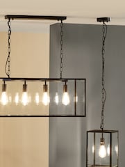 Pacific Black Llewellyn Matt Metal and Glass Pendant Ceiling Light - Image 1 of 5