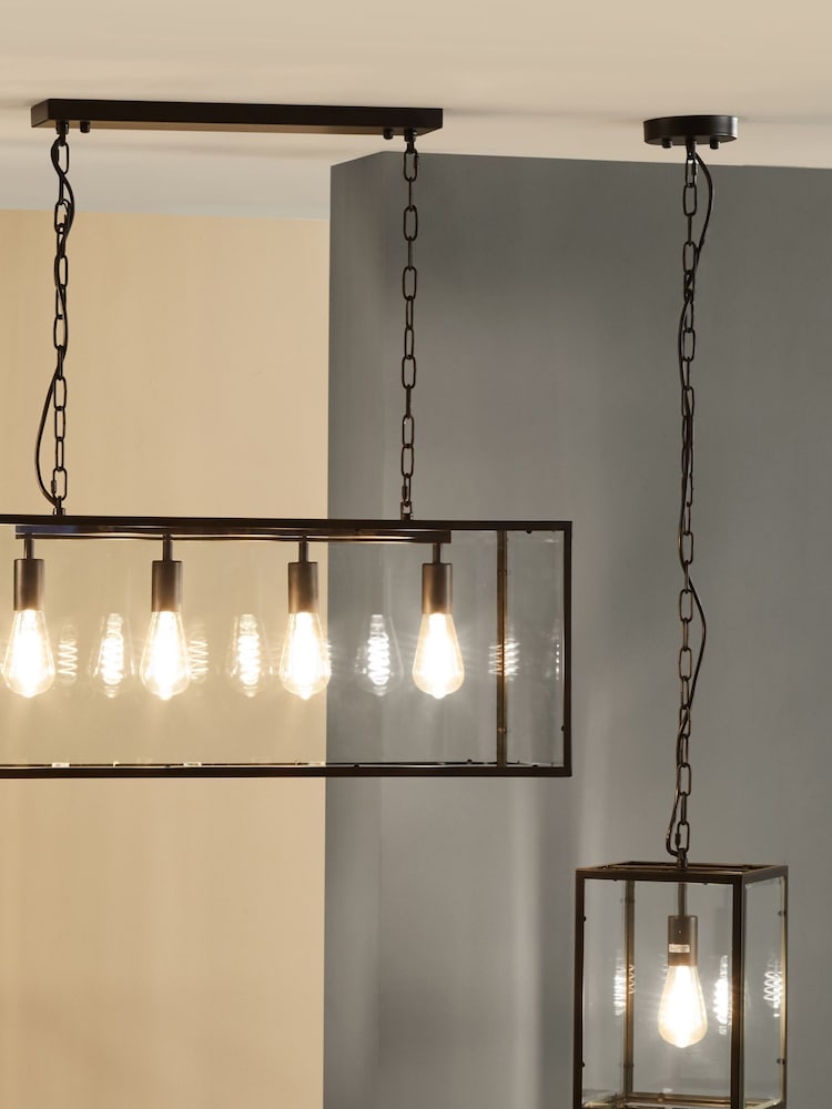 Pacific Black Llewellyn Matt Metal and Glass Pendant Ceiling Light - Image 1 of 5
