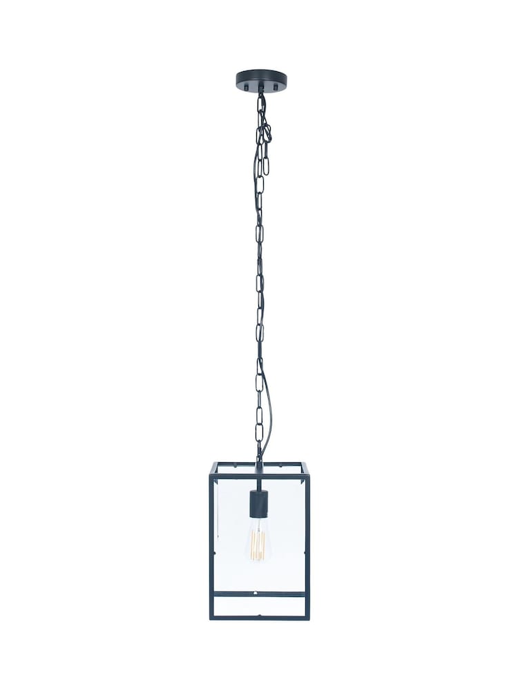 Pacific Black Llewellyn Matt Metal and Glass Pendant Ceiling Light - Image 2 of 5