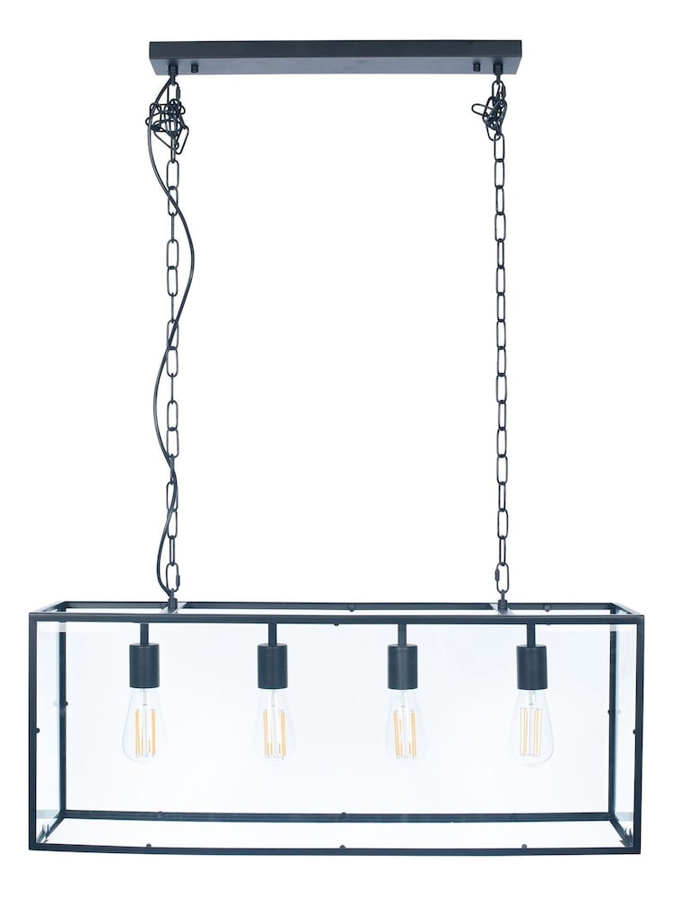 Pacific Black Llewellyn Matt Four Bulb Pendant Ceiling Light - Image 2 of 4