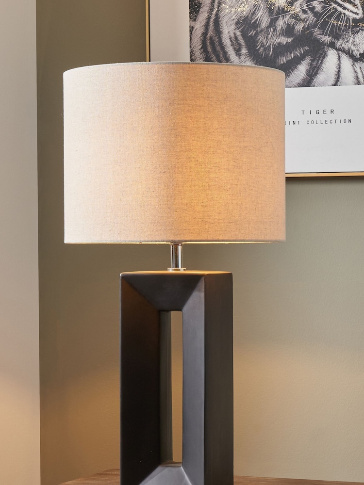 Pacific Black Block Ceramic Tall Table Lamp - Image 1 of 5