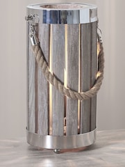 Pacific Grey Austell Wash Wood Small Lantern Table Lamp - Image 1 of 5