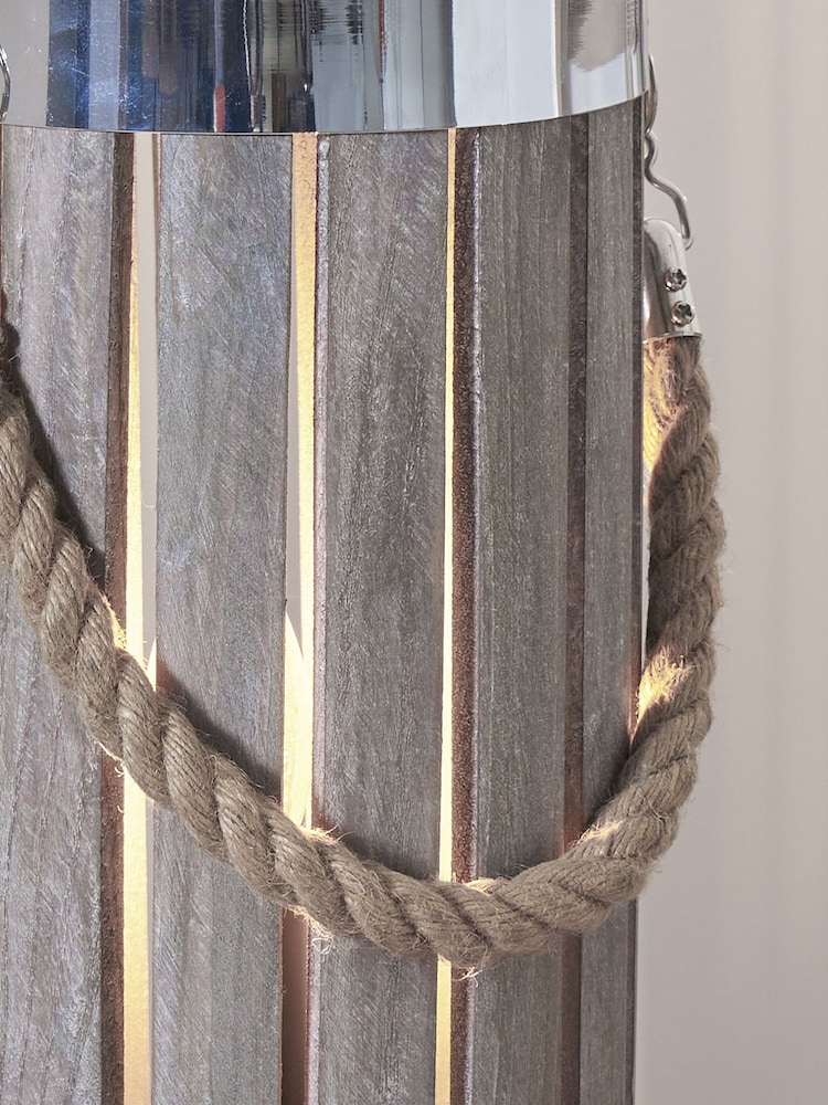 Pacific Grey Austell Wash Wood Small Lantern Table Lamp - Image 2 of 5