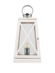 Pacific White Devon Wash and Chrome Lantern Table Lamp - Image 3 of 5