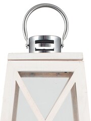 Pacific White Devon Wash and Chrome Lantern Table Lamp - Image 5 of 5