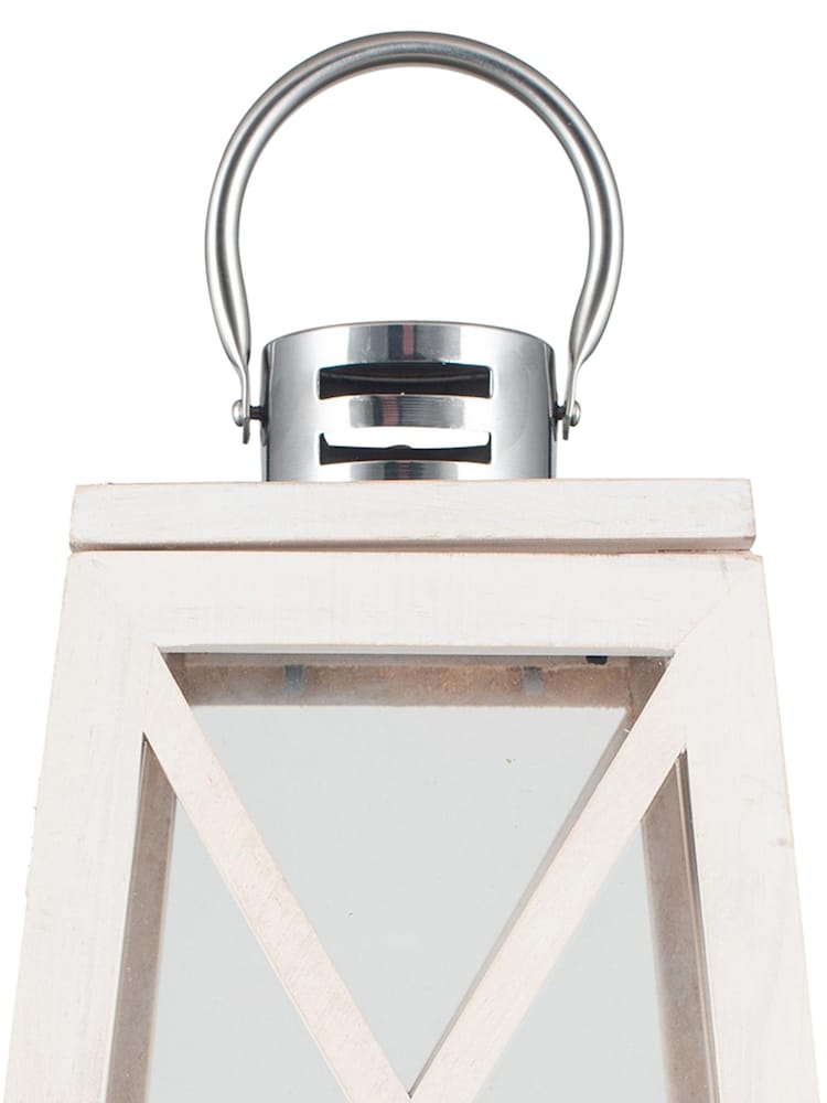 Pacific White Devon Wash and Chrome Lantern Table Lamp - Image 5 of 5