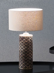 Pacific Brown Orissa Tall Wooden Diamond Table Lamp - Image 1 of 5