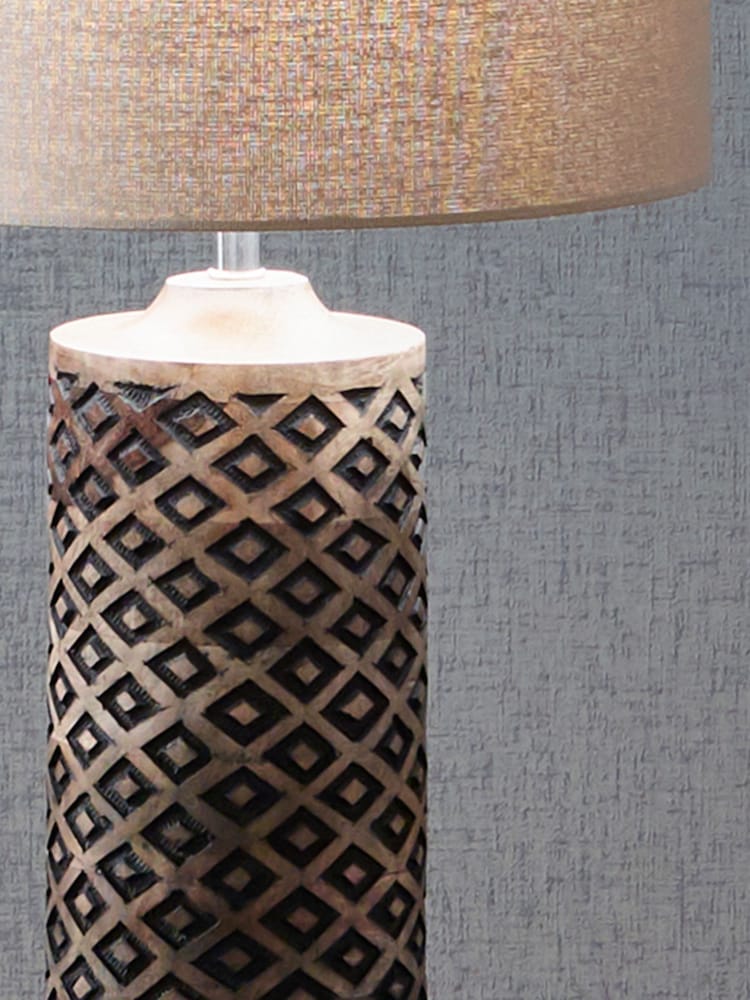 Pacific Brown Orissa Tall Wooden Diamond Table Lamp - Image 2 of 5