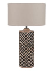 Pacific Brown Orissa Tall Wooden Diamond Table Lamp - Image 3 of 5