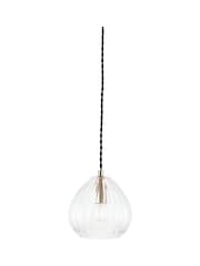 Pacific Clear Ella Ribbed Glass Teardrop Pendant Ceiling Light - Image 3 of 4