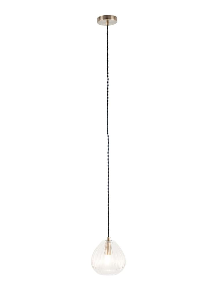 Pacific Clear Ella Ribbed Glass Teardrop Pendant Ceiling Light - Image 4 of 4
